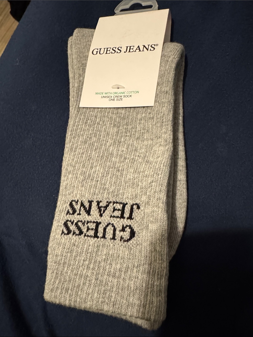 Guess Light Gray Crew Socks with Black Logo